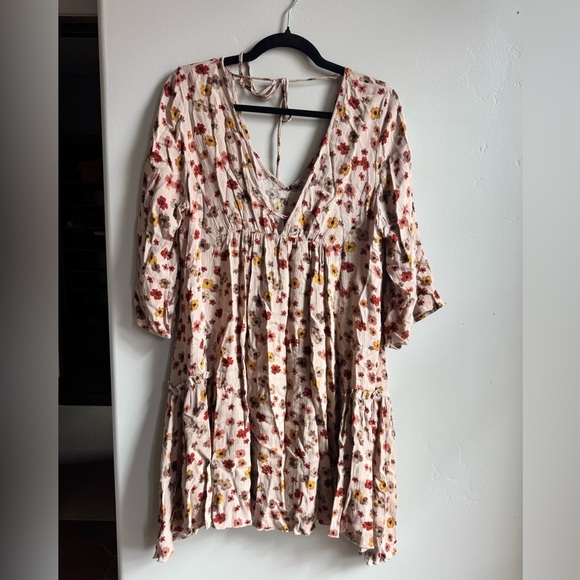 Millibon Dresses & Skirts - Millibon Floral Cottagecore Boho Mini Dress Tie Back Tiered Flowy Fairycore